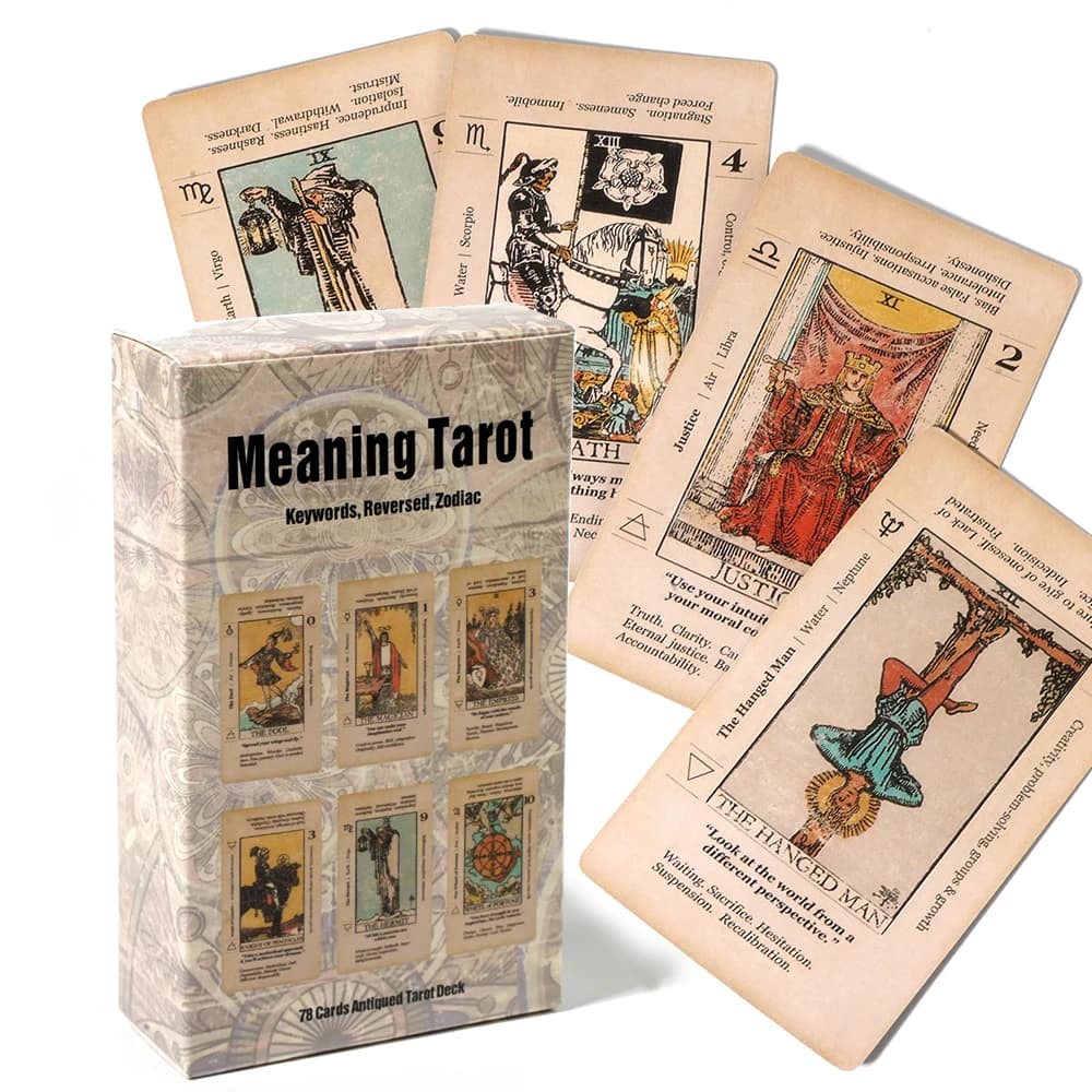 Nuovo significato Tarocchi per principianti con significati su loro sulle carte Parole chiave Chakra invertito Pianeta Elemento zodiacale di medie dimensioni Lean