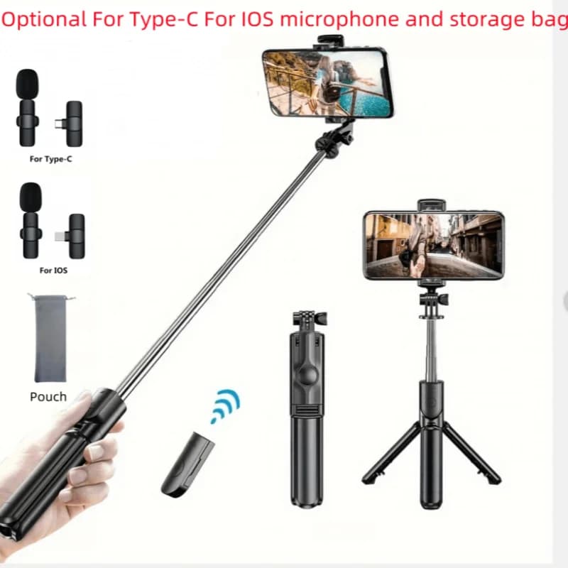 MEUYAG 2025 Selfie Stick Treppiede Allungabile Wireless Bluetooth Remoto Portatile con microfono Supporto per smartphone Supporto per telefono