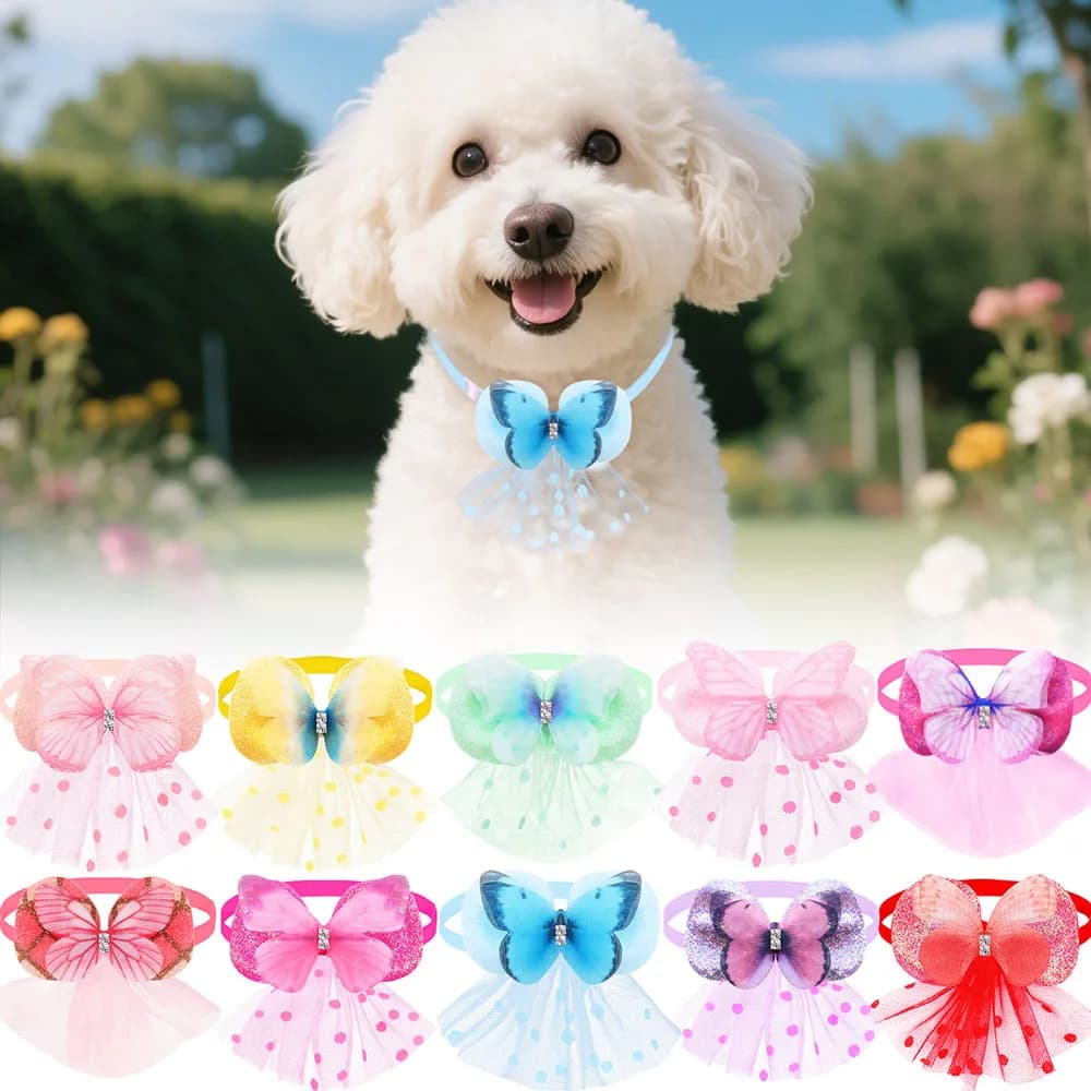20/40PCS Carino Cane Papillon Regolabile Pet Piccolo Cane Bowknots Bulk Farfalla Del Merletto Pet Grooming Accessori Per Cani e Gatti