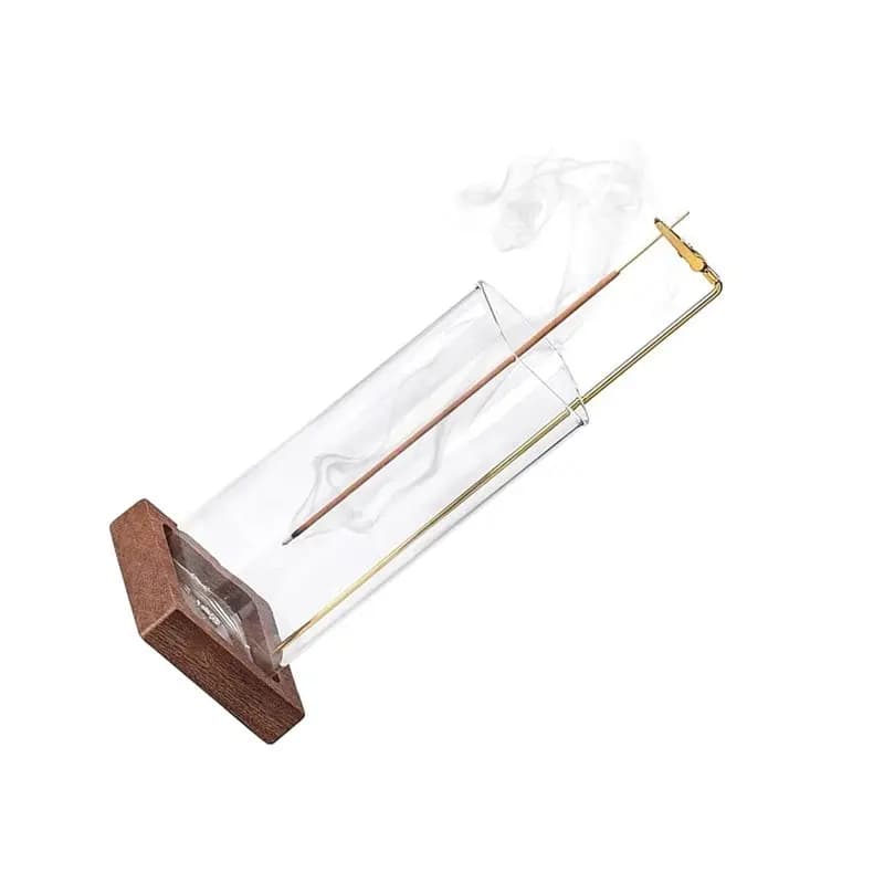 A96K-Porta bastoncini per incenso, bruciatore di incenso con raccoglitore in vetro, porta bastoncini per incenso per meditazione, yoga, decorazione per la stanza spa