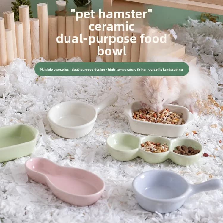 Ceramic Hamster Food Bowl, Anti‑Bite Mini Feeding Dish for Golden Bear, Rabbit, Guinea Pig & Bird Small‑Pet Feeder