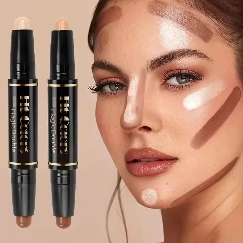 Penna per evidenziare a doppia testa Trucco per il viso Fondotinta liquido impermeabile Contorno Trucco Correttore Matita stick Cosmetici