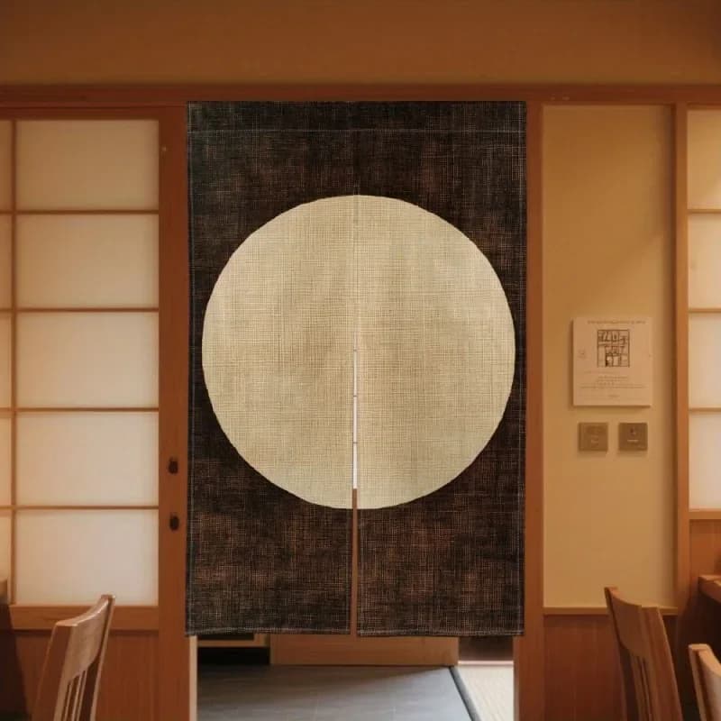Japanese Zen Ink Painting Landscape Sun Moon Printing Warm Curtain Door Curtain Partition Curtain Tea Room Bedroom Home Decor