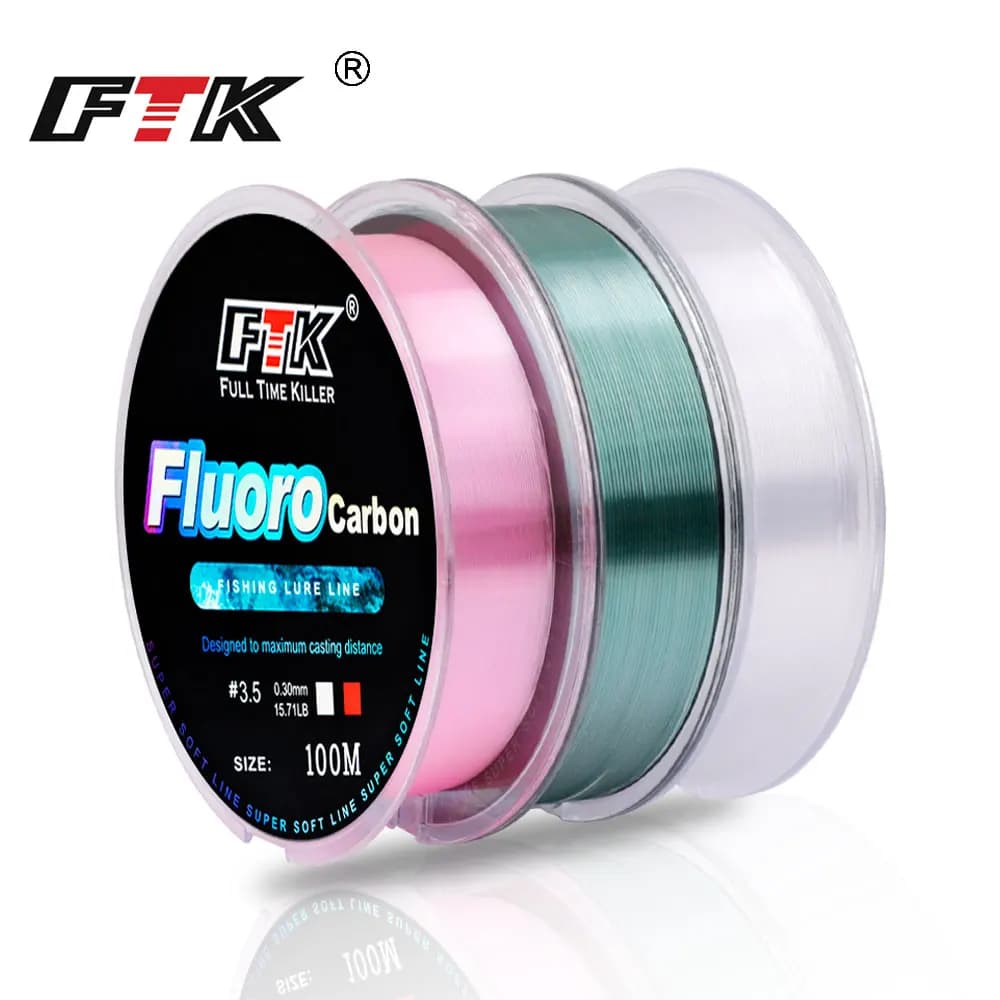 FTK 100M Fluocarbon coating fishing line 4.13LB-34.32LB Carbon fiber monofilament line Carp fishing sinking line
