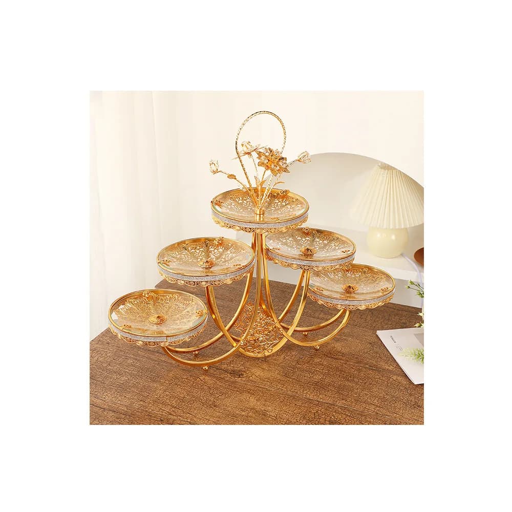European-style fruit plate basket, five plates of light luxury elegant glass dried fruit plates