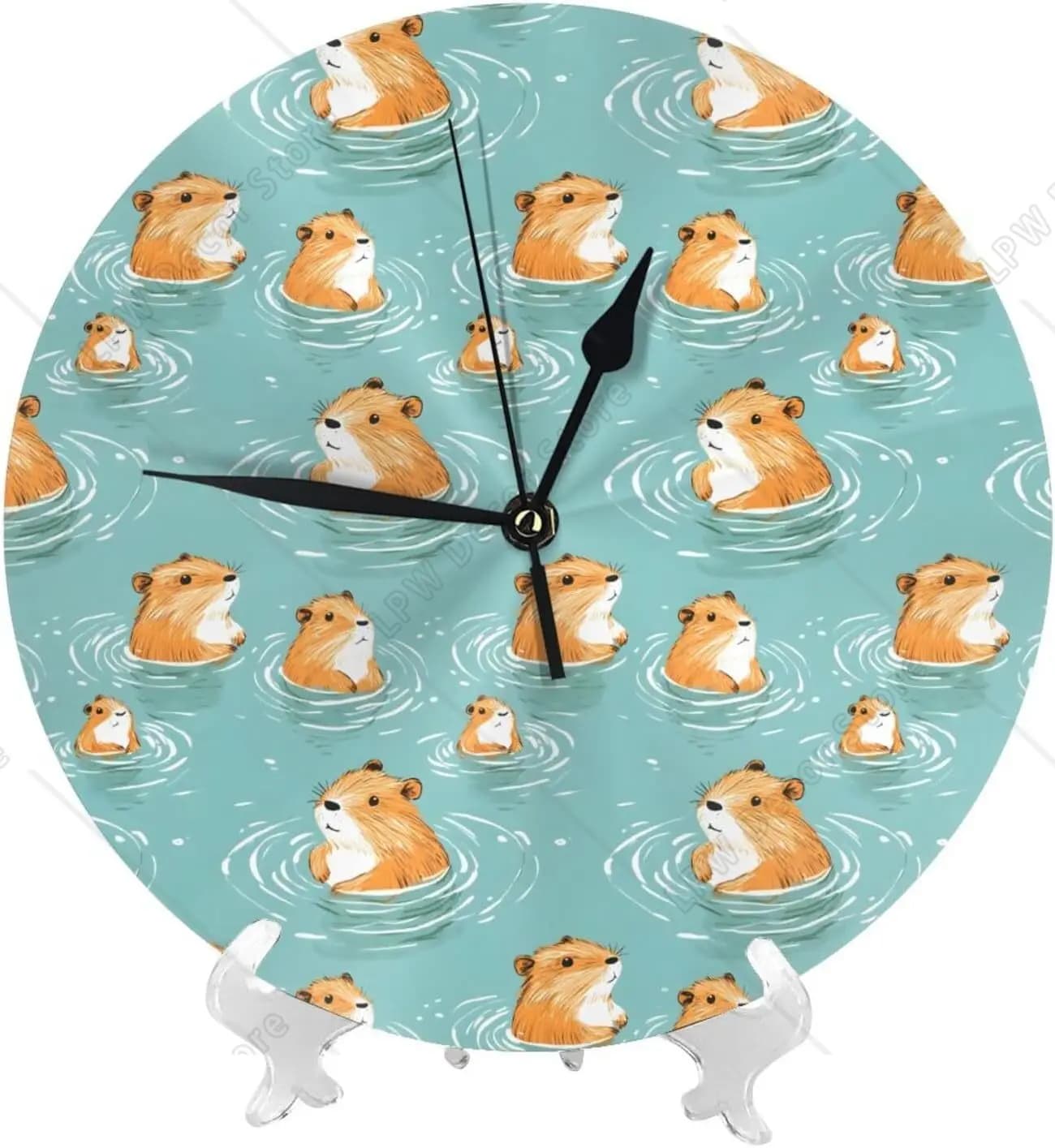 Wall Clocks 10 InchCute Capybara Swimming Print Modern Silent Small Wall Clocks for Living Room Kitchen Office Bathroom