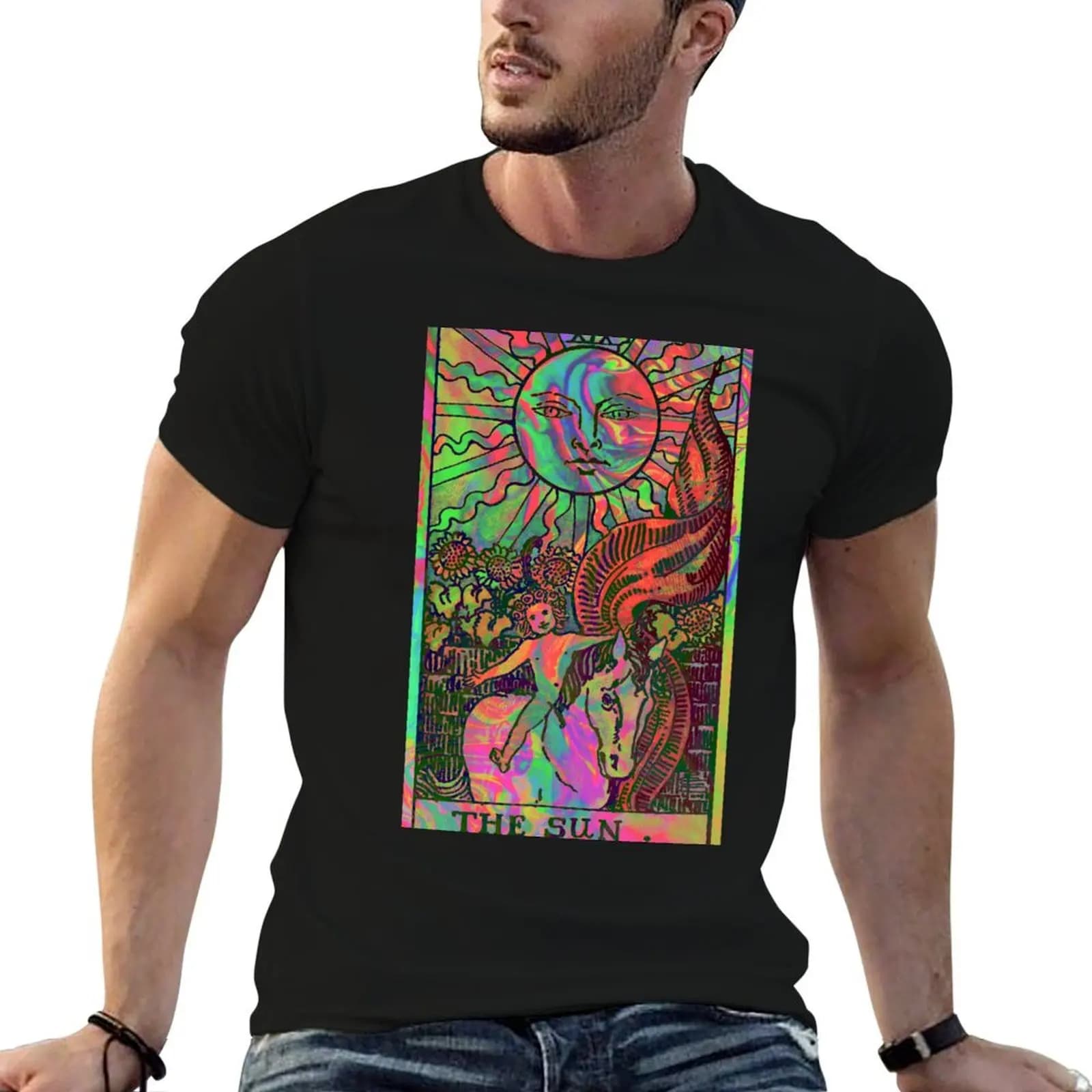 XIX. The Sun Tarot Card T-shirt psichedelica magliette stampate per uomo t-shirt uomo designer t-shirt uomo t-shirt casual