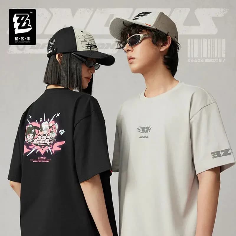 [Genuine] miHoYo Game Zenless Zone Zero STUDIO Angels of Delusion Printed Contrasting Short sleeved T-shirt Cosplay Xmas Gifts