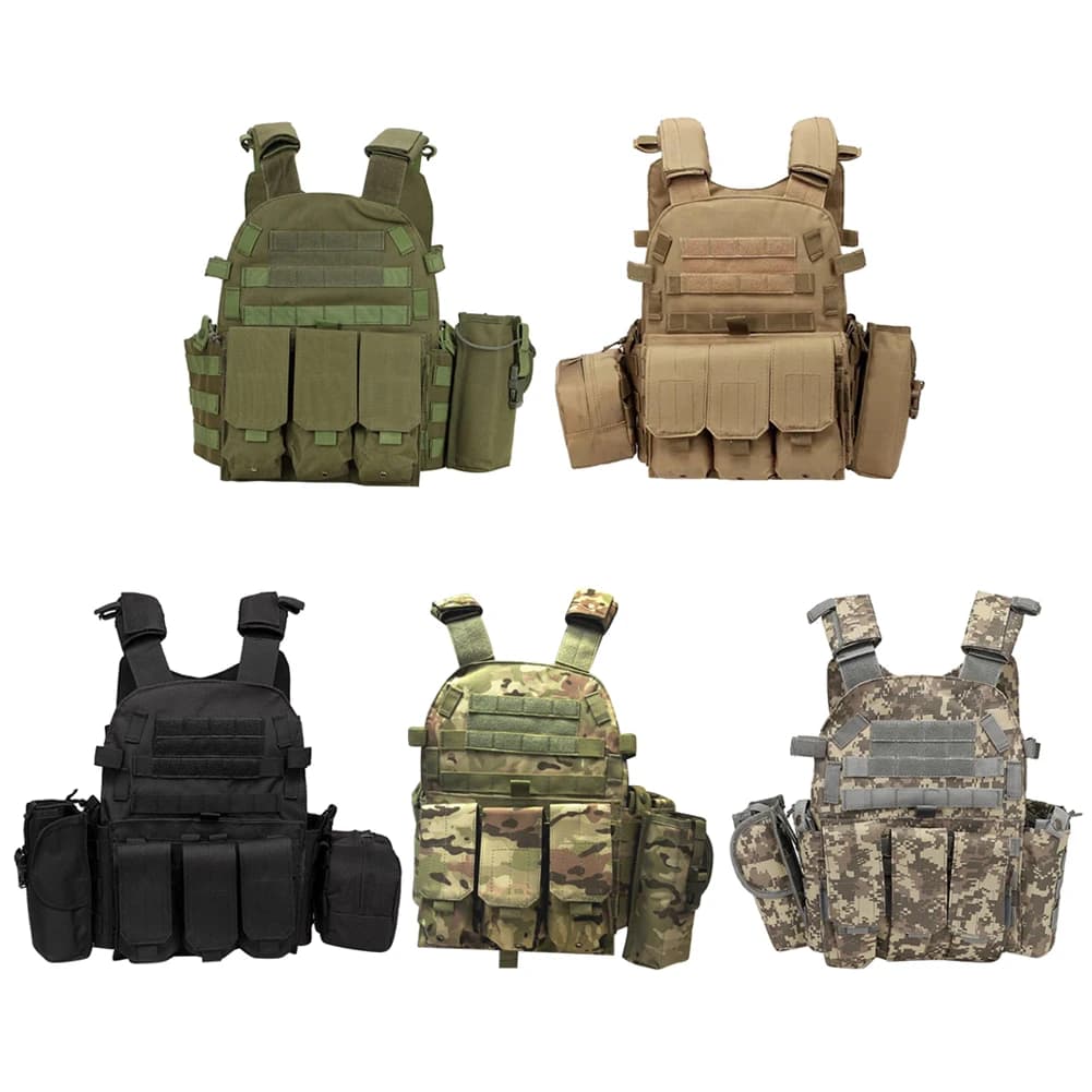 Gilet Tattico P1 in Nylon, Armatura Protettiva per Caccia, Accessori Airsoft, Gilet Militare MOLLE Mimetico per Combattimento CS e Caccia all'Aperto