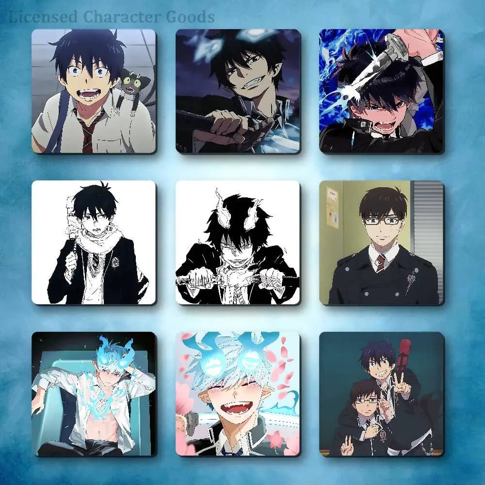 B-BlueS O-Okumura E-ExorcistES Refrigerator Magnets Square Tiles with Magnetic Sheets Printed for Decoration Collect 55mm