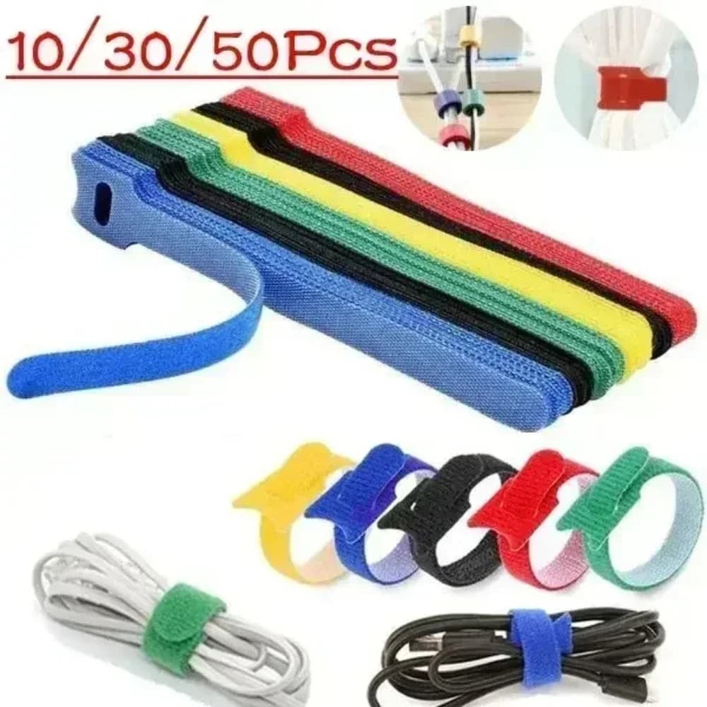 Attaches Auto Adhesive Velcros Strap 10/30/50Pcs Wire Fixing Strap Sewing Reusable Long T-tie Computer Data Cable Ties DIY Tape