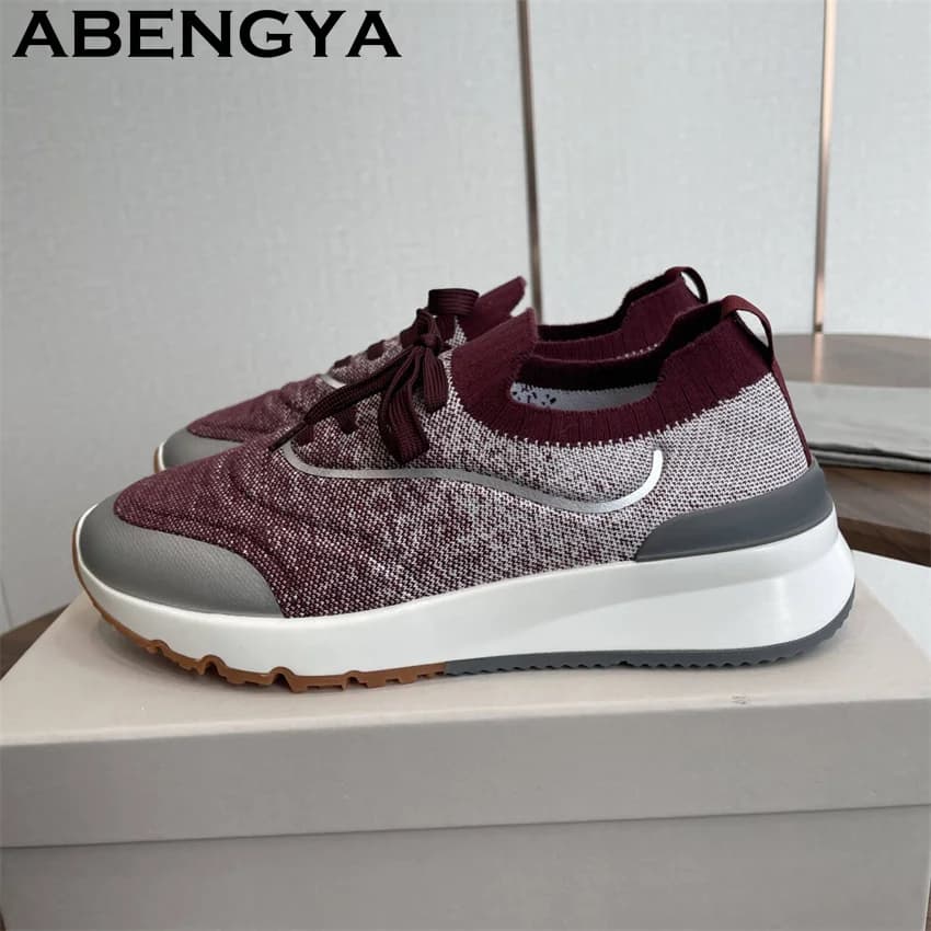 New Men's Shoes Multicolored in Knitwear, Moccasins with Round Toe, Elastic Laces Sneakers, Men's Summer Shoes in Baroque Style, Fashion Low Shoes