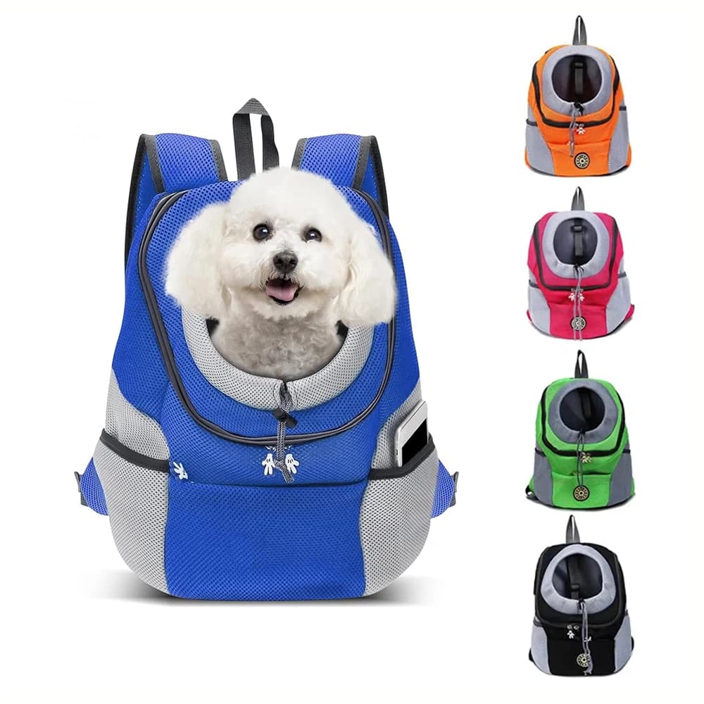 Zaino da trasporto per animali domestici Borsa da viaggio pieghevole per zaino anteriore per cani e gatti con borsa a tracolla per cani da esterno con design a testa traspirante