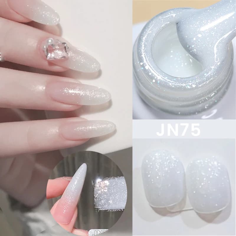 BORN PRETTY Smalto Gel Trasparente Colore Bianco Nude 10ml, Semipermanente, Rimovibile con Soluzione, UV LED, per Nail Art e Manicure
