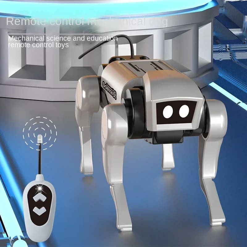 Fai da te assemblaggio robot Rc telecomando bionico stelo di cane meccanico insegnamento puzzle giocattolo educativo modello in plastica regalo per bambini