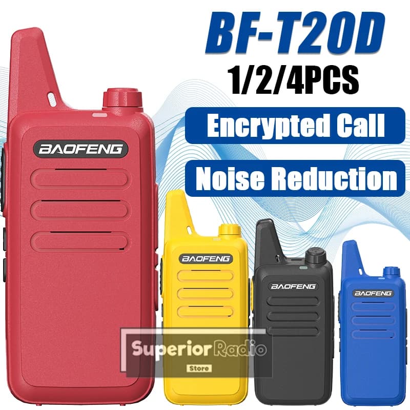 1/2/4PCS Baofeng BF-T20D Mini Walkie Talkie Riduzione del rumore Type-C UHF Chiamata crittografata VOX Canale Monitor Aggiornamento BF-T20 per il capretto