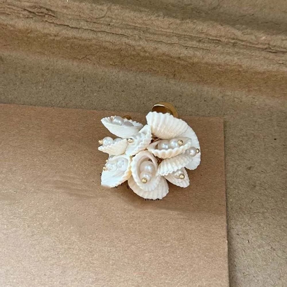 Adjustable Open Band Hermit Crab Statement Ring Sparkly Rhinestone Accents Realistic 3D Design Boho Ocean Animal Jewelry