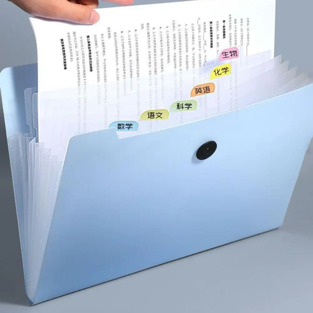 Pratico sacchetto di immagazzinaggio di File Multi-pagine fibbia Design plastica A4 250 fogli scrivania File Organizer cartella esame negozio di carta