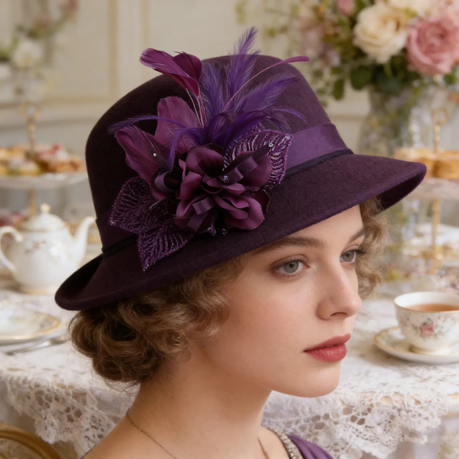 1 Stylish Piece Flower Hair Clips Purple Fabric for Women and Girls, Gift Accessories