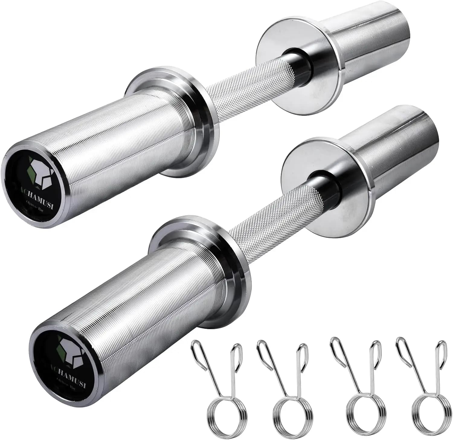 Pair of 16" adjustable handlebars with spring collars, loads up to 150 pounds for strength training at home
