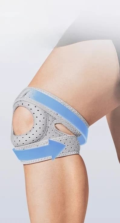 Supporto per Ginocchio Traspirante e Regolabile - Anello in Silicone per Stabilizzazione della Rotula per Sport all'Aperto
