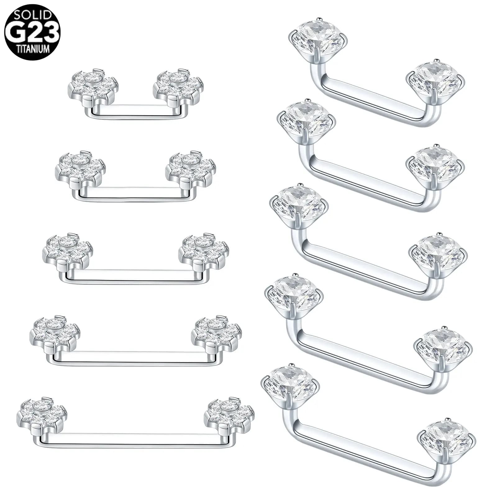 1 Pezzo Piercing Barbell in Titanio con Superficie CZ, Fiore di Cristallo, Ancoraggio Dermal 14G, Micro Ancoraggi Dermal, Anello Piercing, Gioielli Erotici