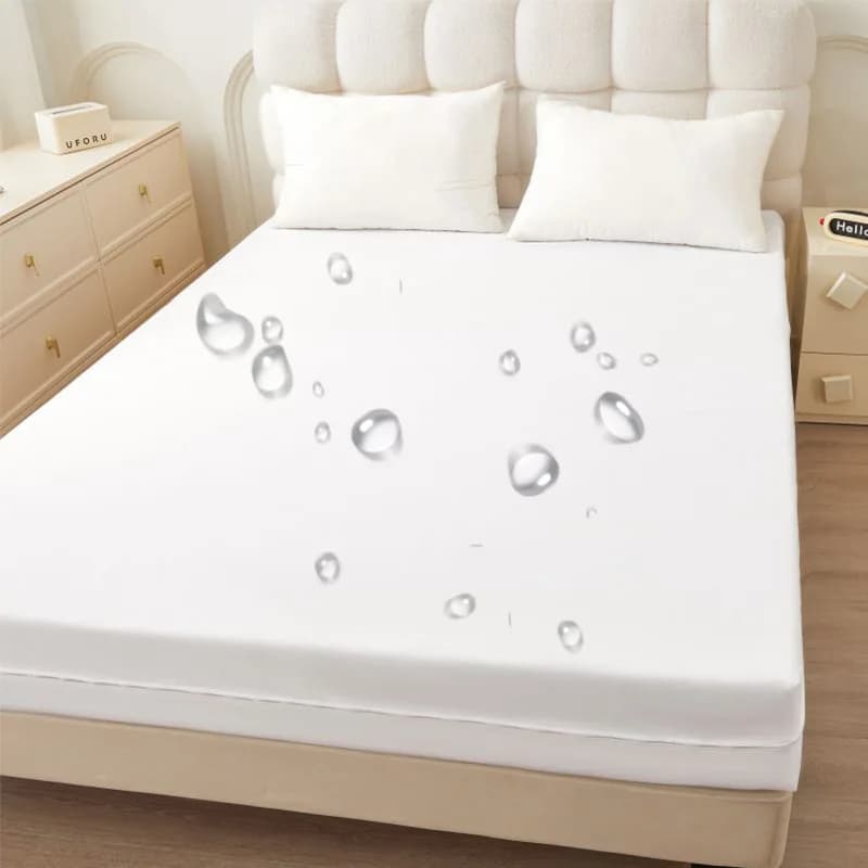 Solido lenzuolo con angoli impermeabile a 6 lati, stile cerniera, copriletto facile da pulire, antipolvere, copertura protettiva per materasso all-inclusive