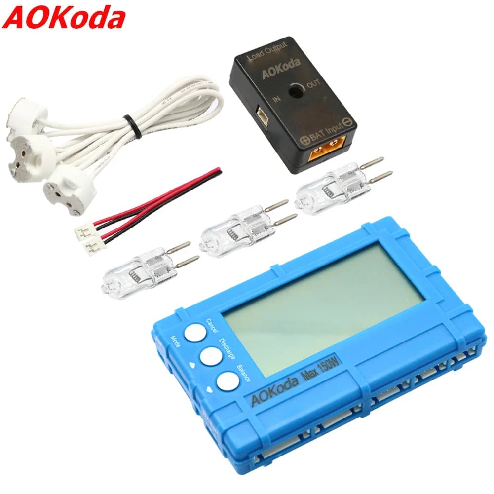 AOKoda 150W 3 in 1 Bilanciatore Caricabatterie LCD/Indicatore di Tensione/Scaricatore 2-6S Lipo LiFe per Giocattoli RC