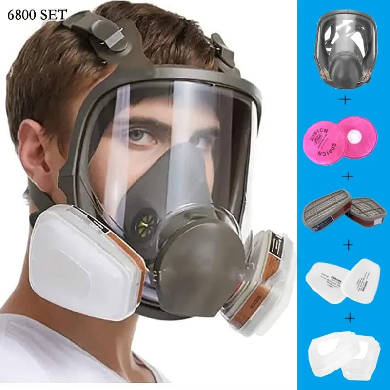Maschera Antigas 6800 Antiappannamento, Respiratore Industriale per Verniciatura a Spruzzo, Protezione Completa del Viso Contro Polvere e Formaldeide