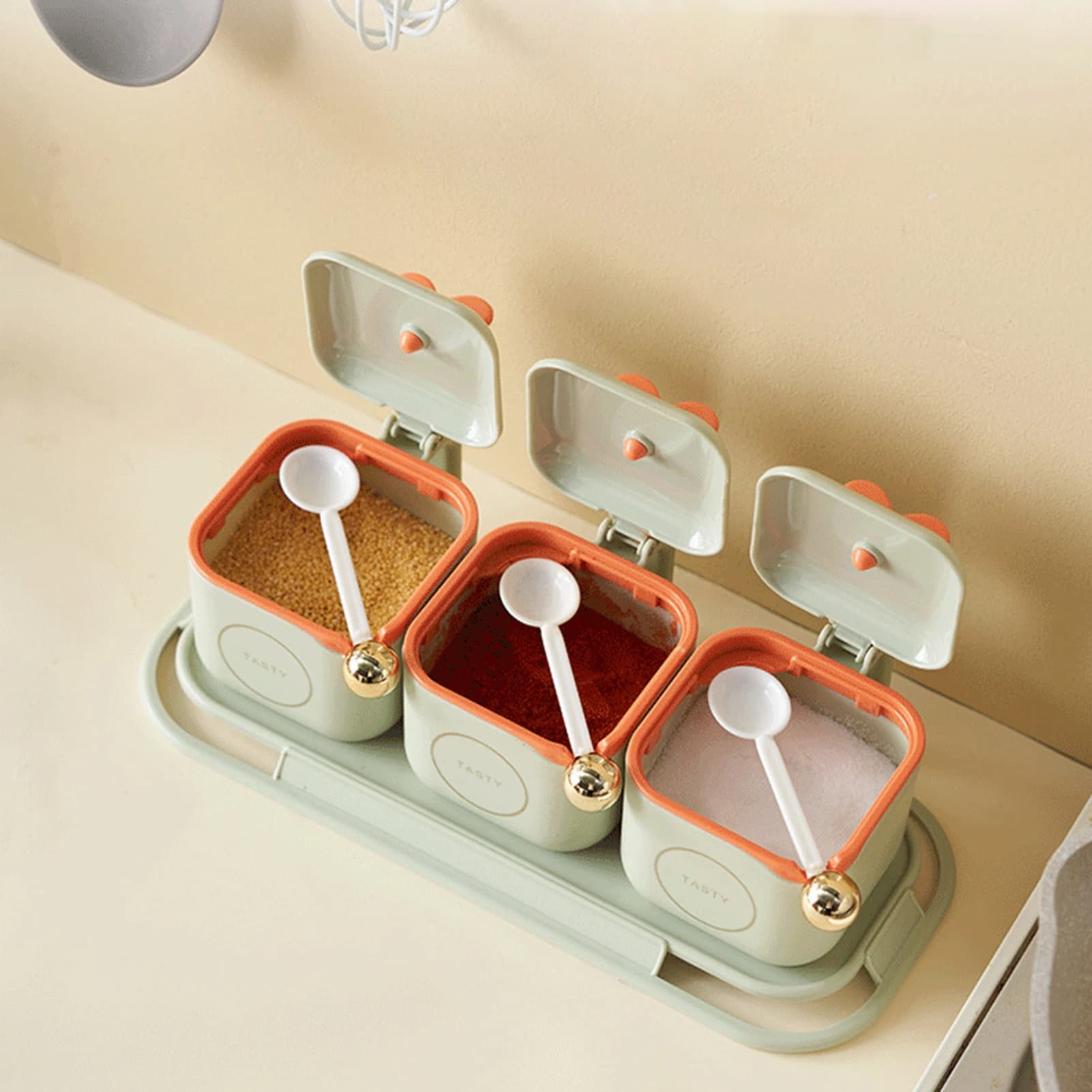 Set organizer per spezie da cucina con scomparti per la conservazione di sale e condimenti