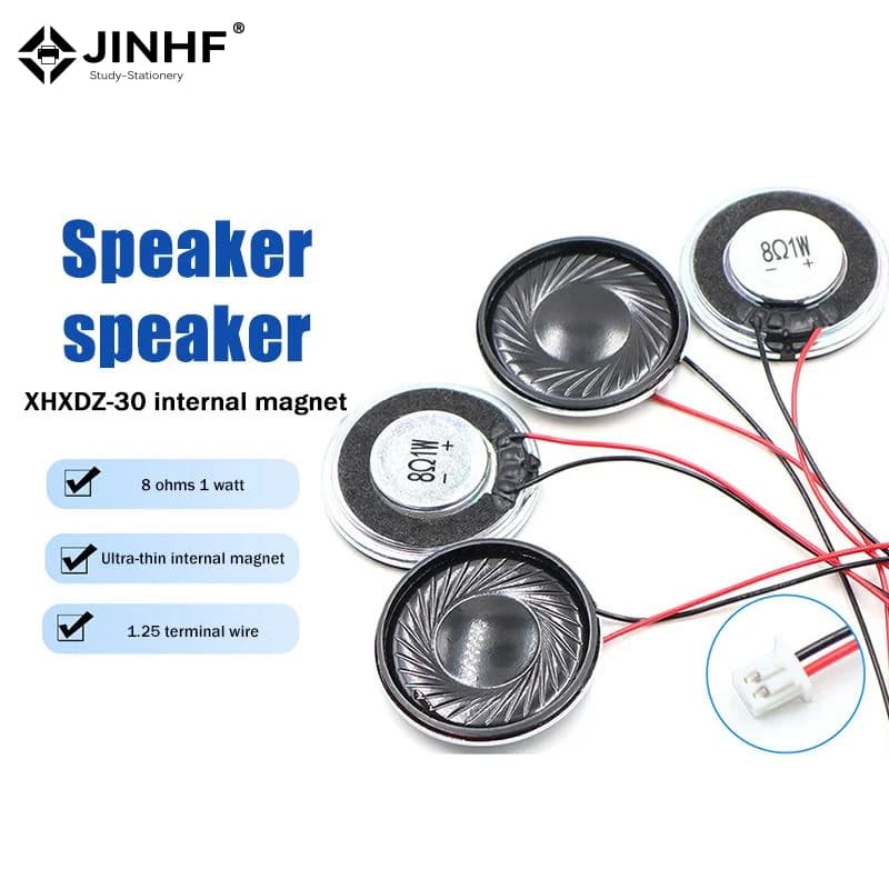 2 Pezzi Altoparlante Ultra Sottile da 8 Ohm 1W Diametro 30MM con Cavo MX e Terminale da 1.25 per Diffusione Vocale, Accessori Fai-da-te