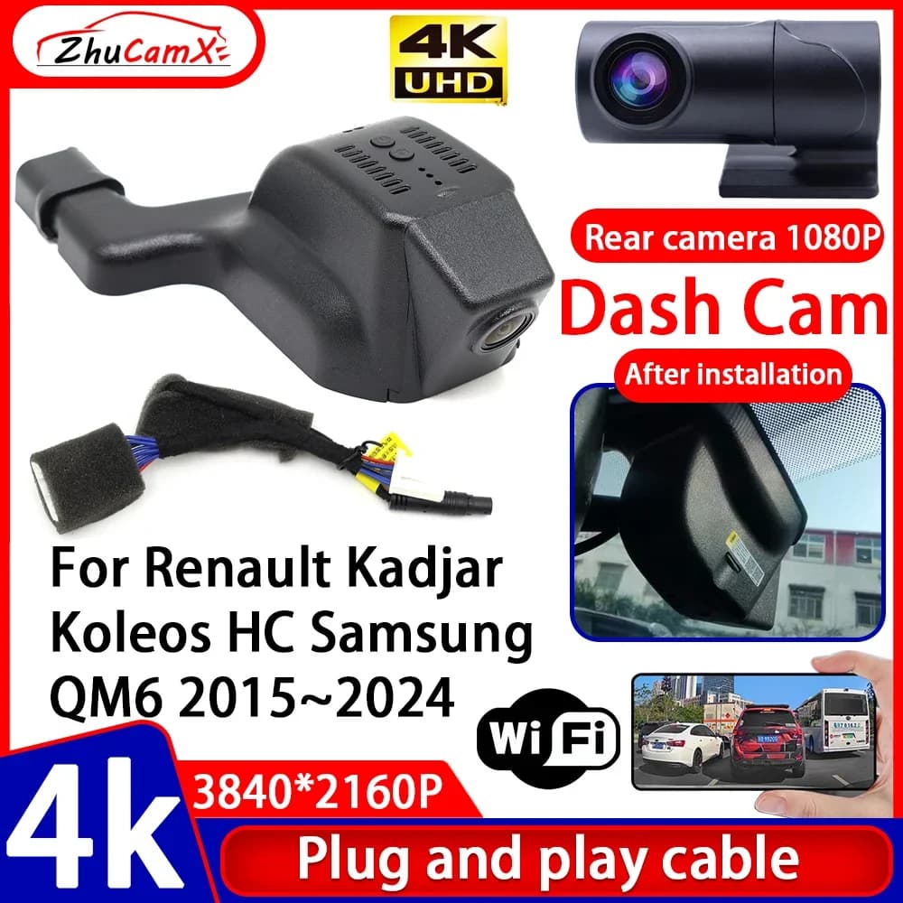 Videoregistratore Night Visio 4K UHD Plug and Play Car DVR Dash Cam Camera per Renault Kadjar Koleos HC Samsung QM6 2015 ~ 2024