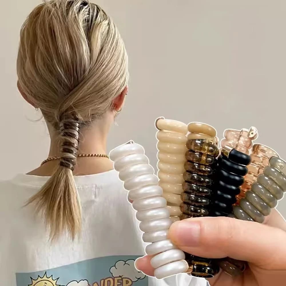 5 pezzi donne coda di cavallo fasce elastiche per capelli filo telefonico legami per capelli nastri per capelli colore casuale fascia in gomma accessori per capelli per ragazze