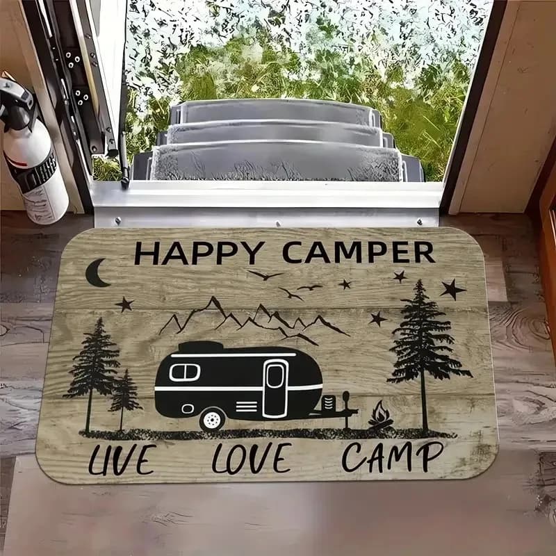 Tappeto d'ingresso per Camper da Campeggio con Motivo Camper Allegro, Antiscivolo per Cucina, Bagno, Ingresso, Soggiorno, Lavabile