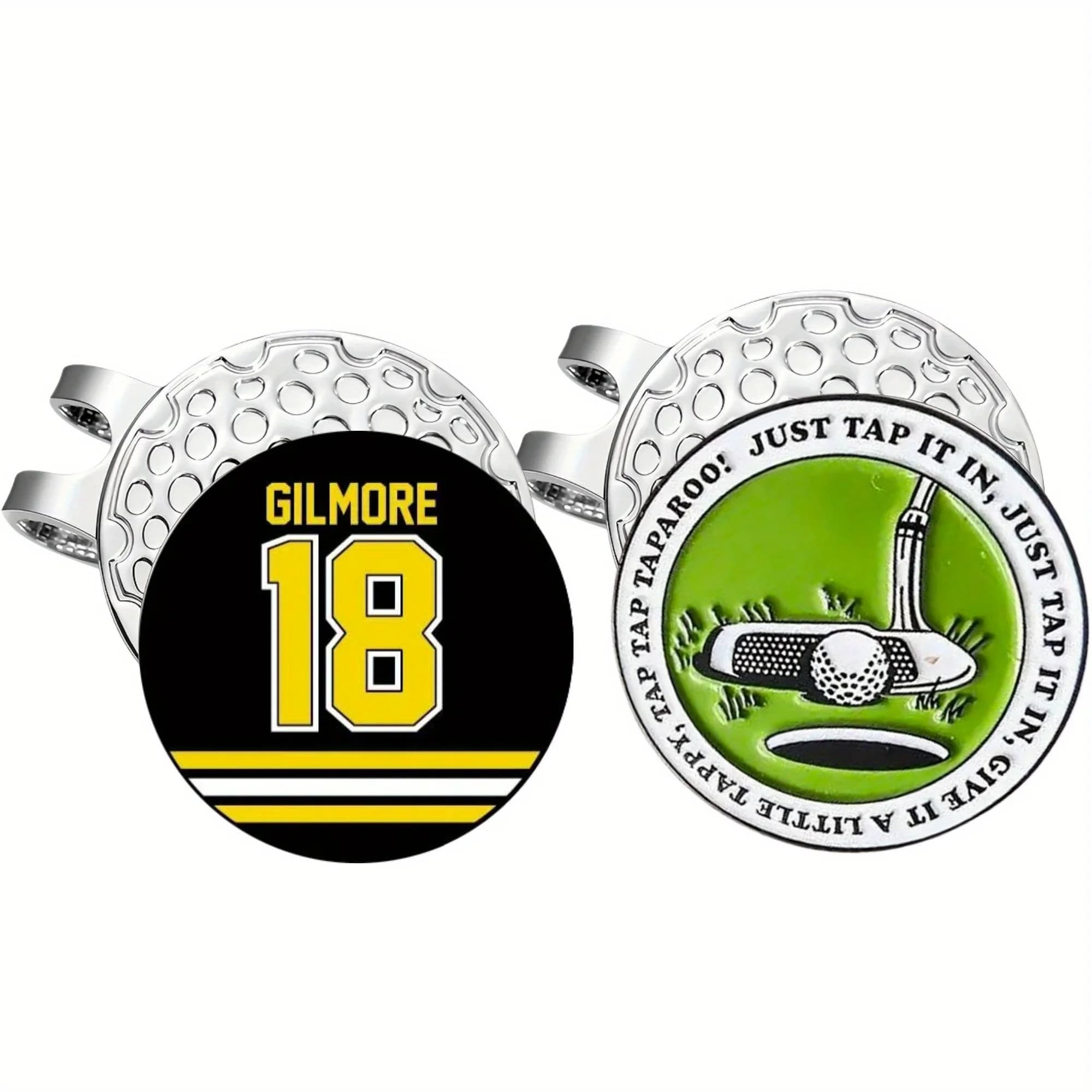 2 conteggi Happy Gilmore Pennarelli per palline da golf Clip per cappelli Accessori da golf per uomo Padre Pallina da golf Timbro Divertente clip per cappello da golf natalizio