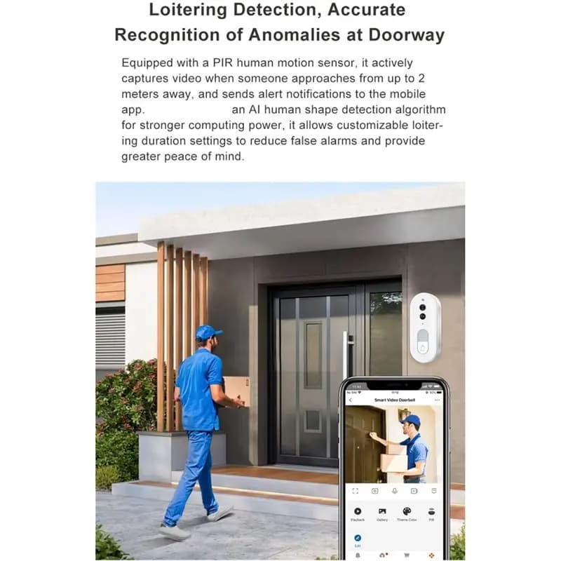 AB11-IP65 Waterproof Tuya Smart Video Doorbell Wireless HD Wifi Camera IR Night Vision Two-Way Talk Home Security