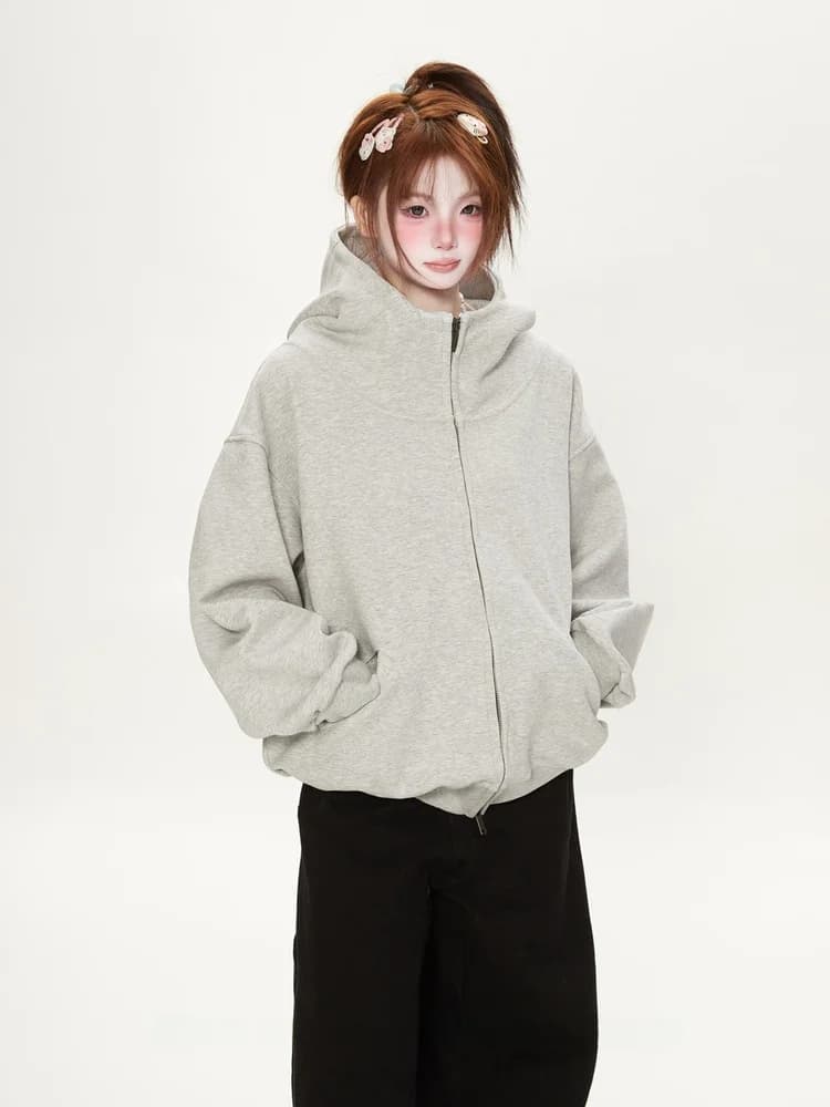 American Style Women's Hooded Jacket Loose Couple Sweatshirt Cardigan Trendy Brand Fall 2026 New Standard Fit Cotton Blend