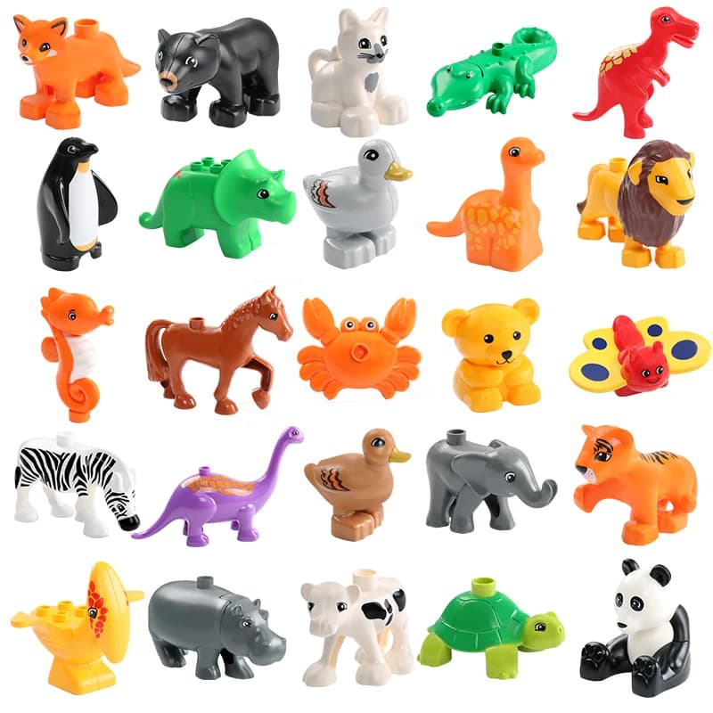 Blocchi di costruzione di grandi dimensioni set di accessori per animali coniglio pesce orso pollo maiale blocco anatra cane gatto mattone cavallo mucca pecora giocattoli regali