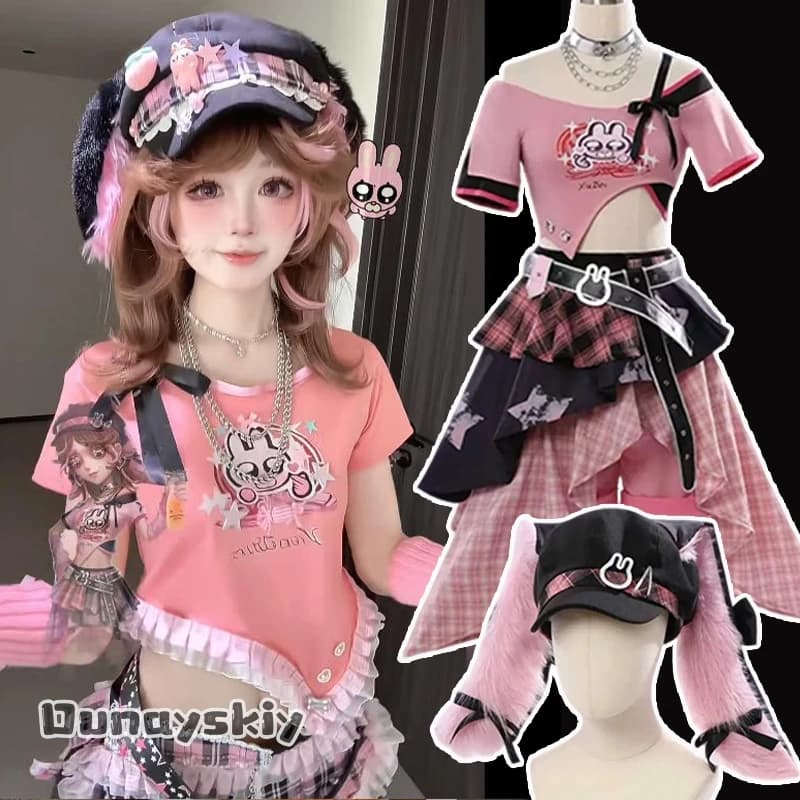DIY Identity V Demi Bourbon Barmaid Rabbit XiuZhen Sweet Lovely Uniform Cosplay Costume Halloween Disguise Ornament Props