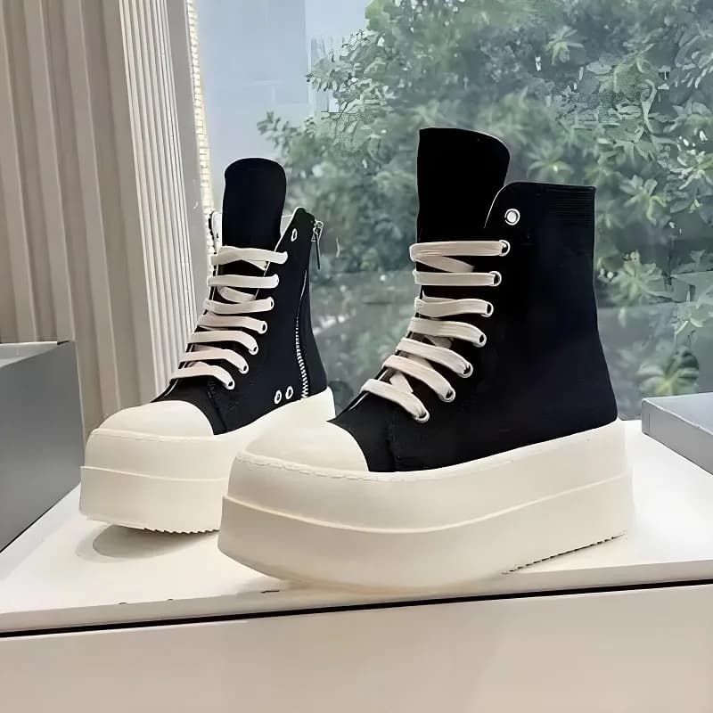 Women's Platform Boots High Canvas Shoes Stringed For Spring Autumn Fashionable design shoes with height rise