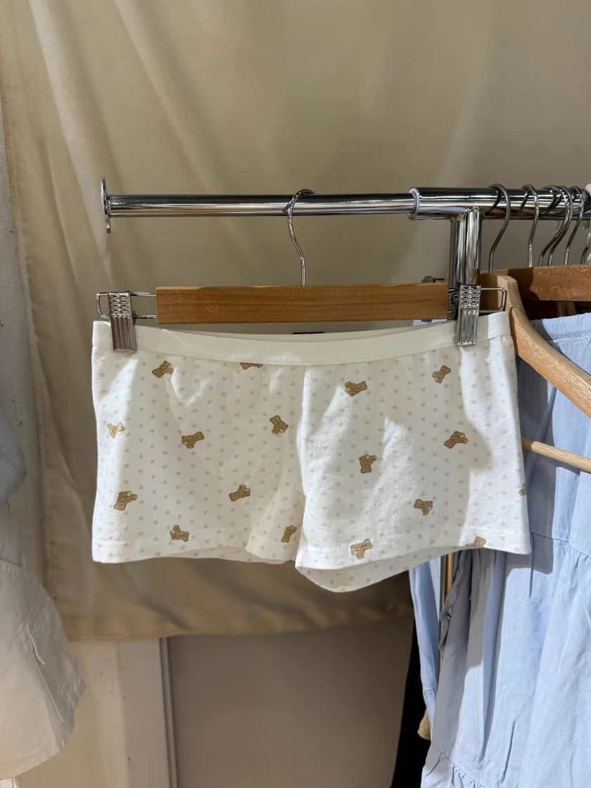 Little Bears Hearts Boxer Donna Patchwork Elastico in vita Pigiama dritto Pantaloni corti Biancheria intima per la casa in cotone dolce cartone animato