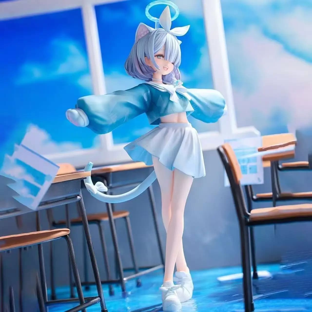 Blue Archive Blue Enchantress Cat Arona Anime Figure Pvc 23Cm Modello Carino Ornamento per Case del Computer Decorazione da Scrivania per Amanti degli Anime