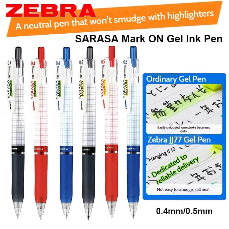 Zebra Sarasa Mark On Penna a sfera gel JJ77 Anti-blotting Evidenziatori ad asciugatura rapida Prova di esame anti-fatica Note Strumenti di efficienza