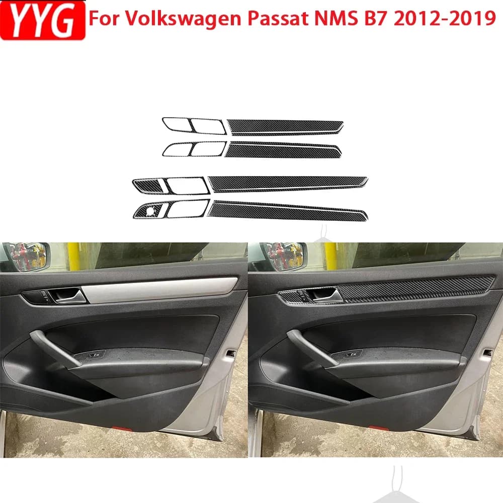 For Volkswagen VW Passat NMS B7 2012-2019 Car Accessories Carbon Fiber Handle Interior Door Panel Cover Trim Wall decal Edit