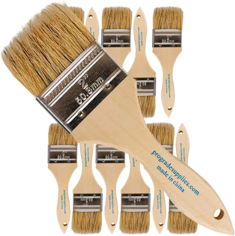Chip Paint Brushes Set of 12 Light Brown 2 Inch Brush Tools for Painting and Detailing Projects