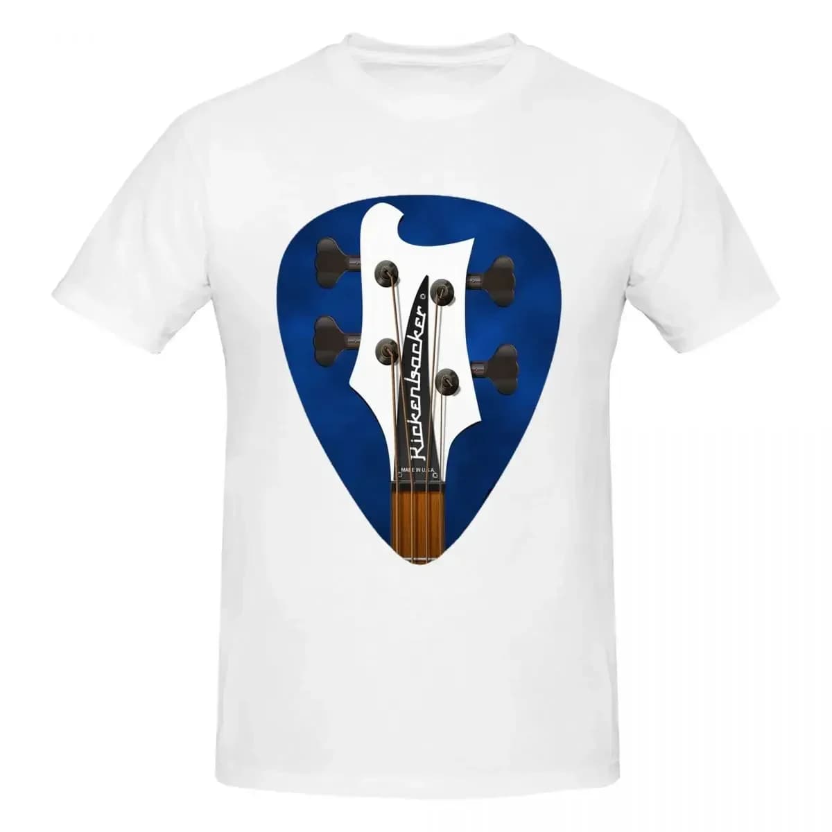 GUITAR HEADSTOCK PICK ART - RICKENBACKER 4003 WHITE BASS T-shirt in cotone 100% T-shirt oversize da uomo Girocollo Manica corta