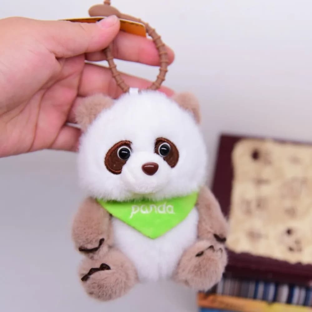 Portachiavi Portatile a Forma di Panda Carino, Ciondolo in Peluche Morbido, Anello Portachiavi per Auto in Cotone PP, Regalo