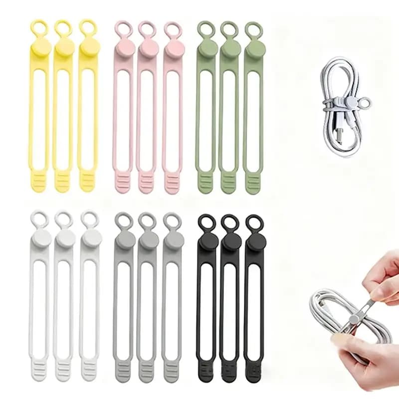 10 fascette in silicone per cavi, organizer per cavi, fascette riutilizzabili, organizer da viaggio, fascette elastiche carine, fermacavi