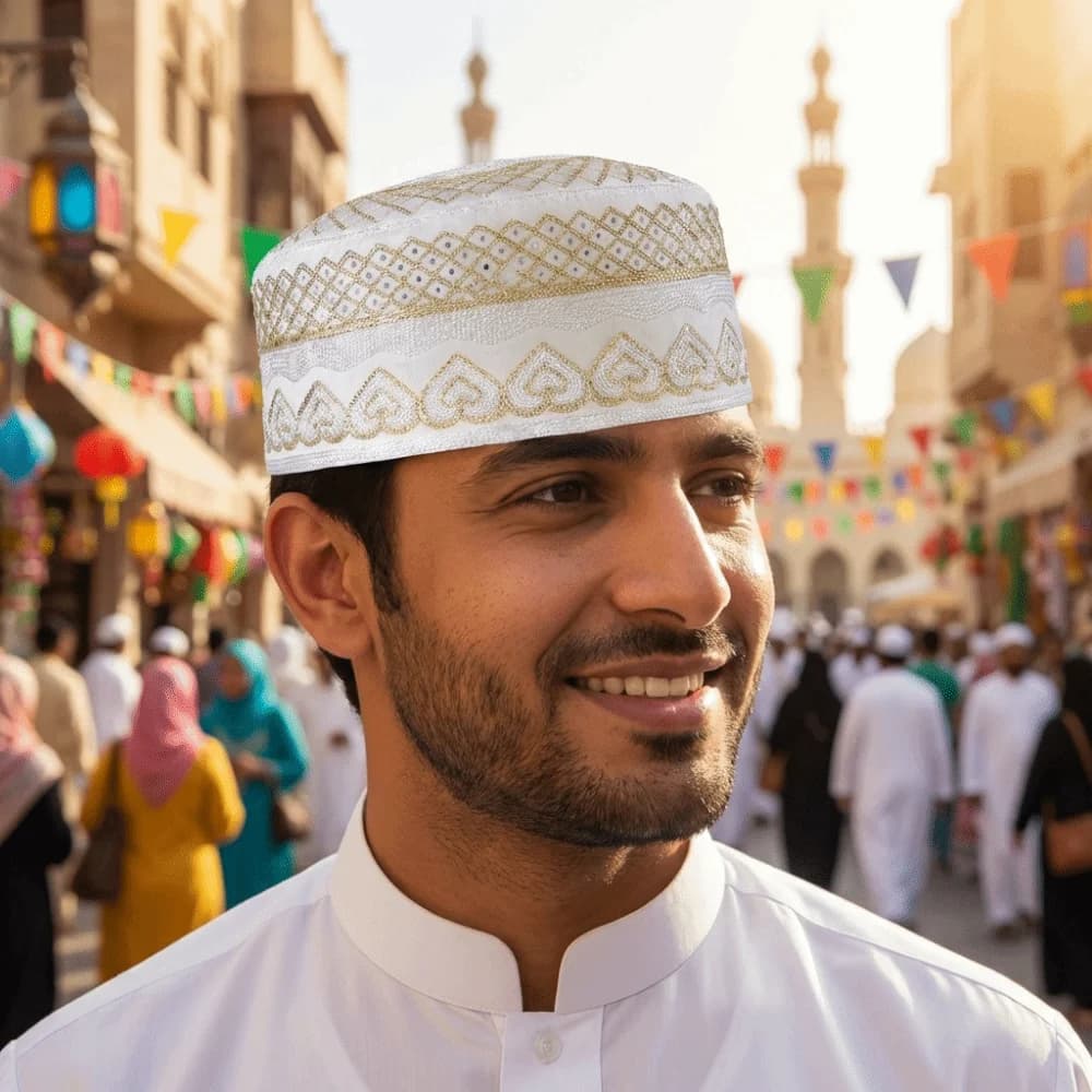 Fashion Round Islam Flat Cap Breathable Ethnic Style Muslim Caps Thin Comfortable Embroider Bonnet Beanie Ethnic Male