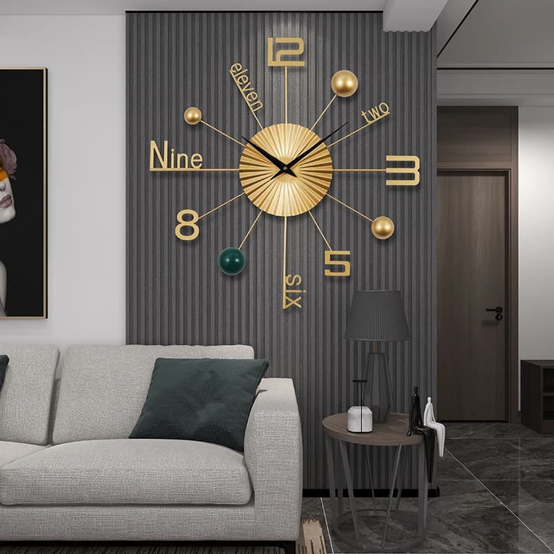Nordic Living Room Wall Clock Metal Restaurant Number Clock Mural Watch Entrance Hall Luxury Mute Wall Clock Home Decor